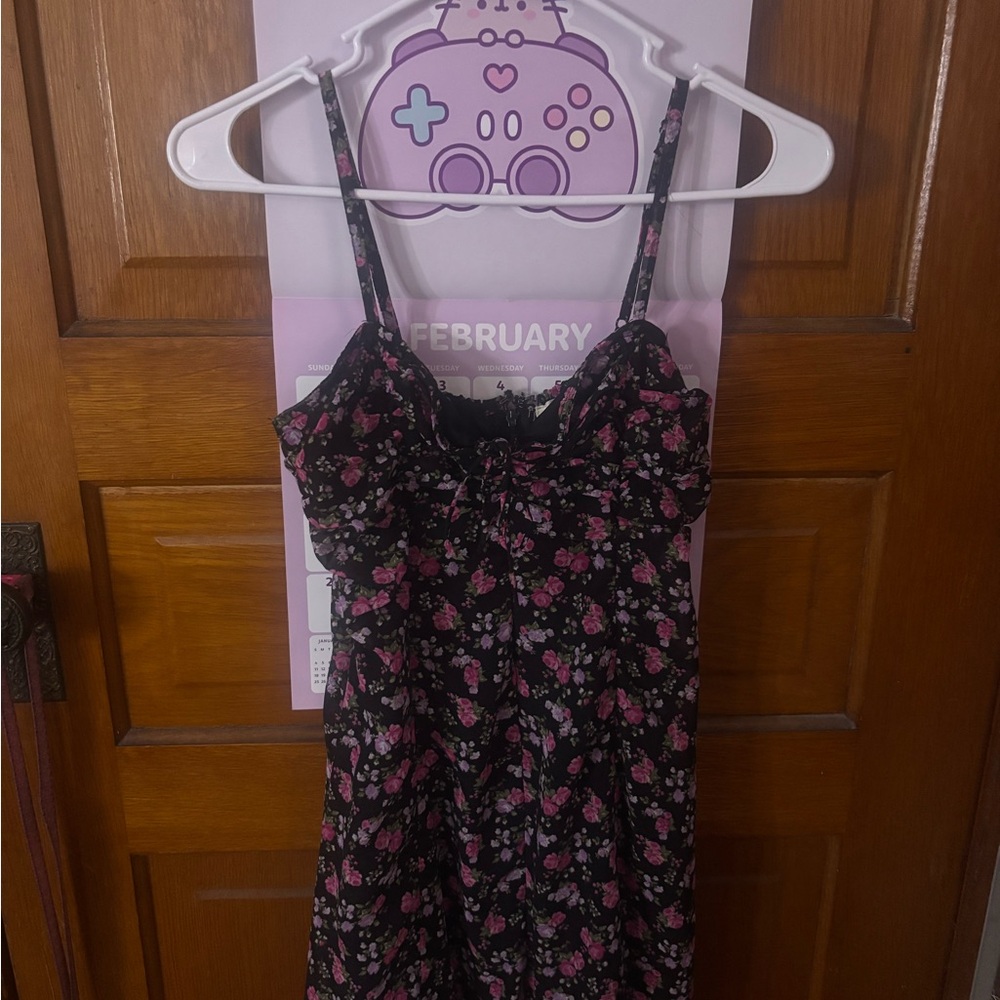 Aeropostale Black and Pink Floral Mini Dress